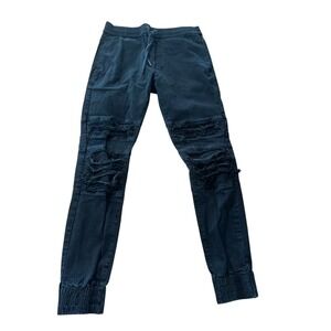 Saint Morta Black Distressed Denim Joggers‎ Size Large